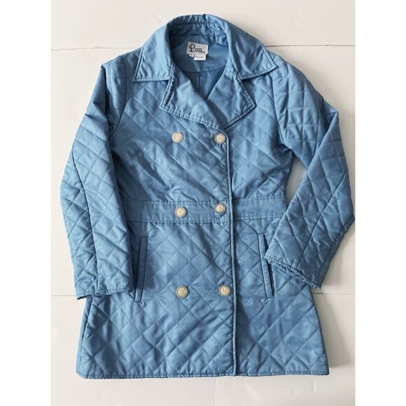 Lilly Pulitzer Quilted Pea Coat Women S Blue Double Breast Lightweight Comfy - Picture 8 of 9